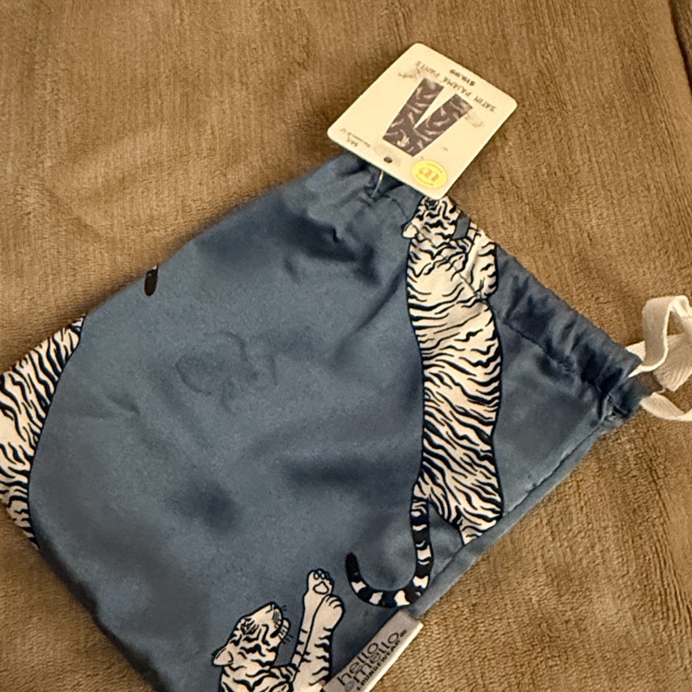 Women's Blue Tiger Print Pajama Pants - Picture 9 of 9